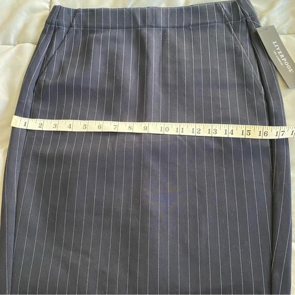 Liverpool Navy Pinstripe Pencil Skirt, 4/27 - Picture 6 of 13